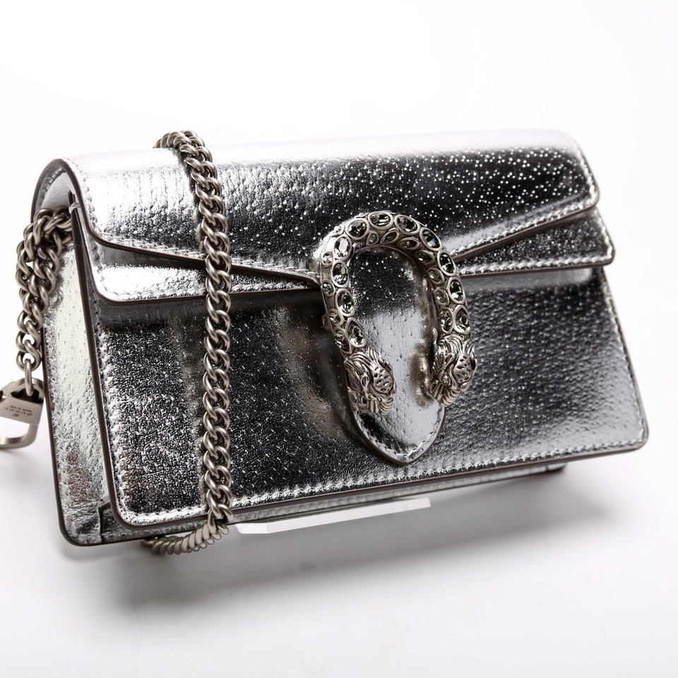 Gucci 476432 Dionysus Metallic Leather Super Mini Bag
