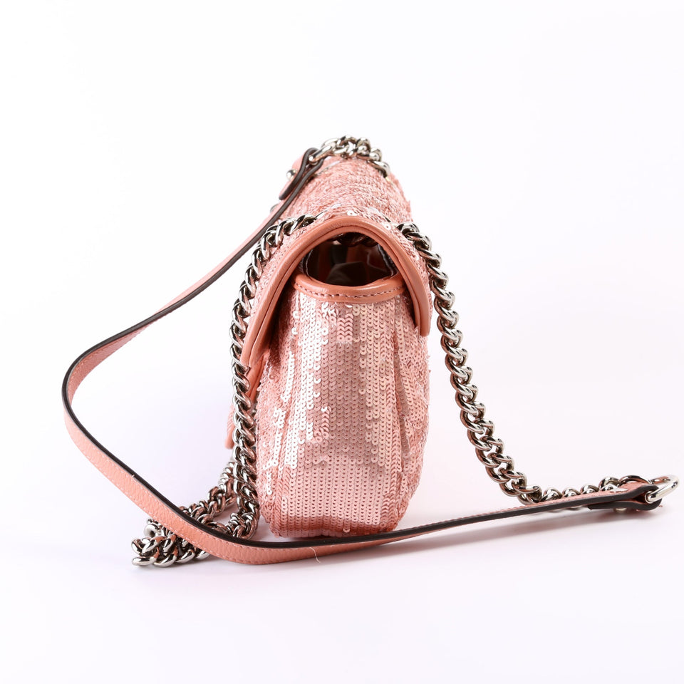 Gucci 446744 Marmont Sequin Shoulder Mini Flap Bag