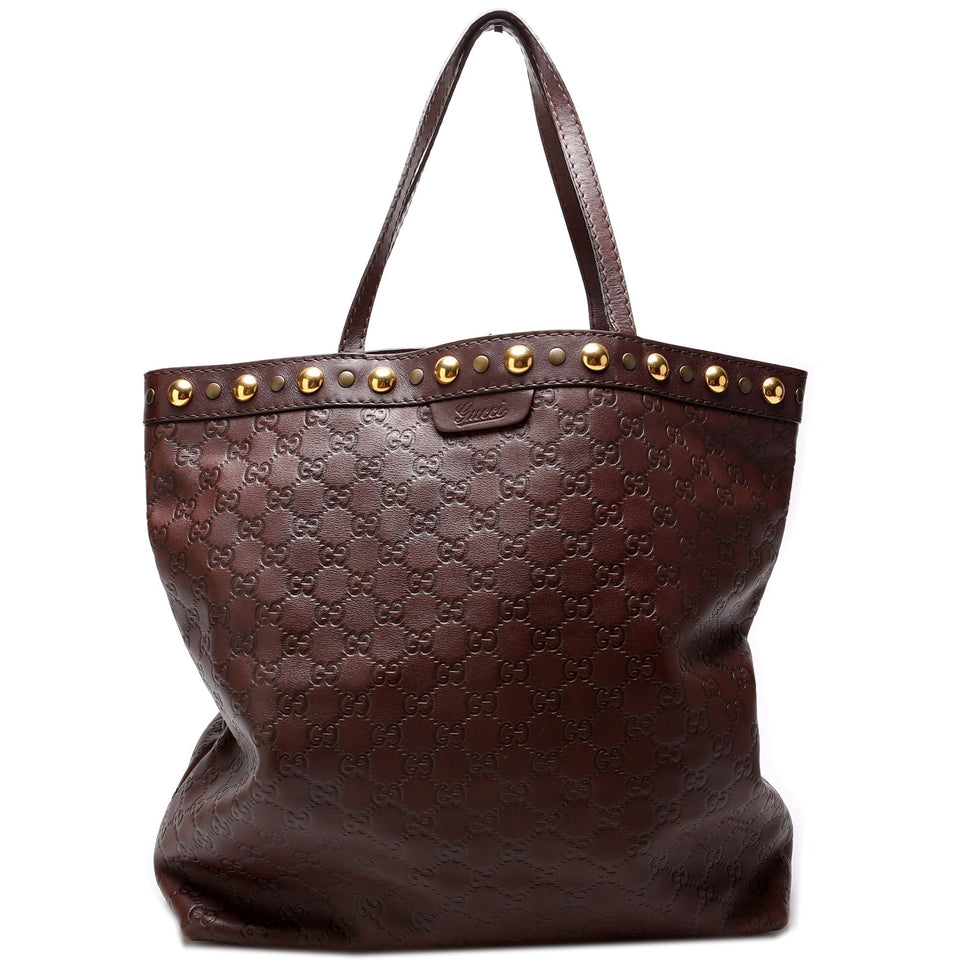 Gucci 208940 Leather Large Babouska Vertical Shopping Tote Bag