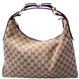 Gucci 115867 Horsebit GG Canvas Hobo Bag