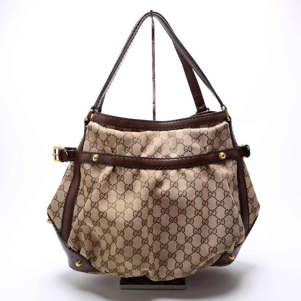 Gucci 203546 GG Canvas Jockey Medium Tote Bag
