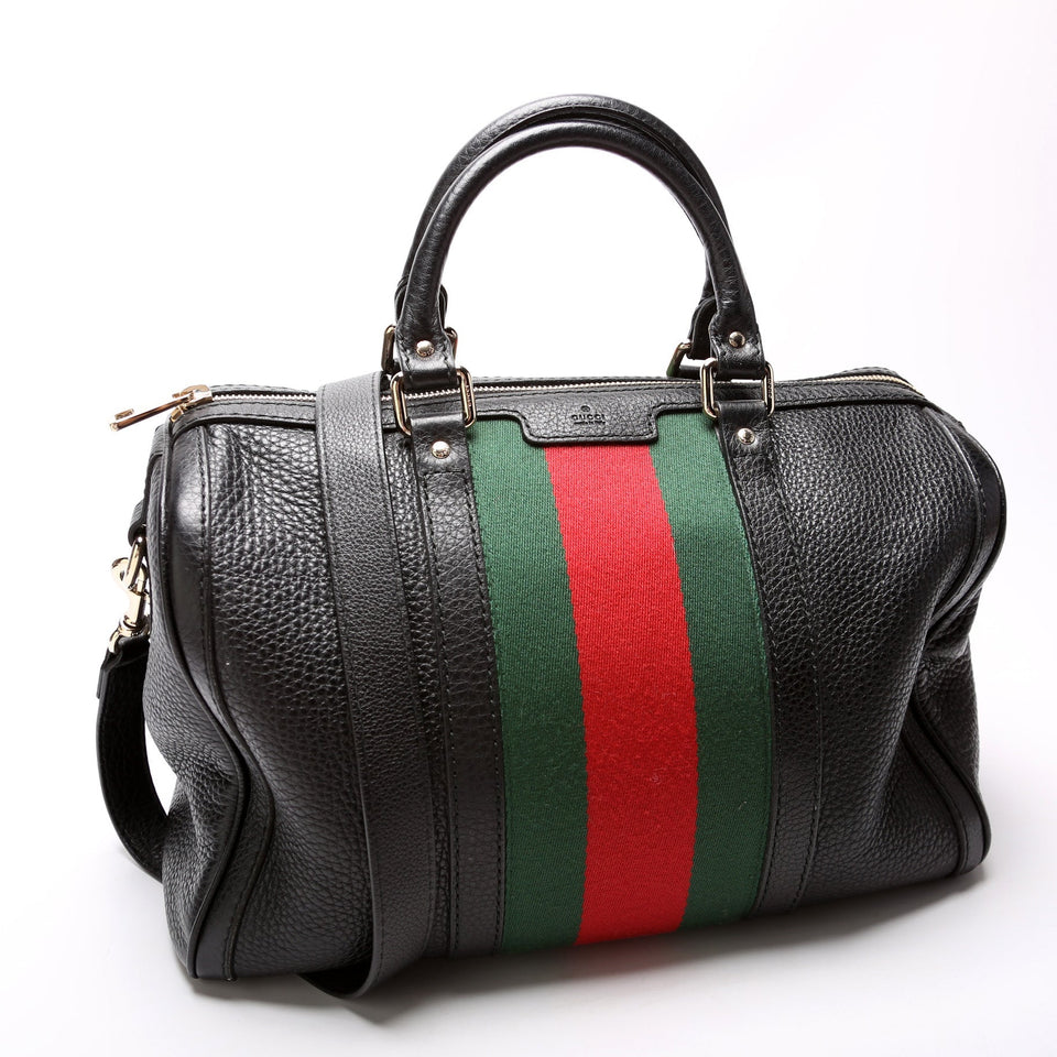 Gucci 247205 Boston Web Leather Bag