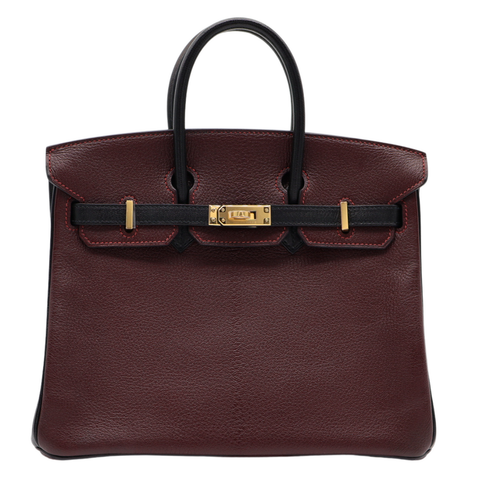 Hermes25cm Birkin HSS Bordeaux/ Black Chèvre Gold Hardware