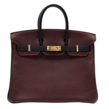 Hermes25cm Birkin HSS Bordeaux/ Black Chèvre Gold Hardware