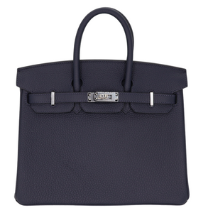 Hermes25cm Birkin Bleu Nuit Togo Leather Palladium Hardware