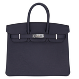 Hermes25cm Birkin Bleu Nuit Togo Leather Palladium Hardware