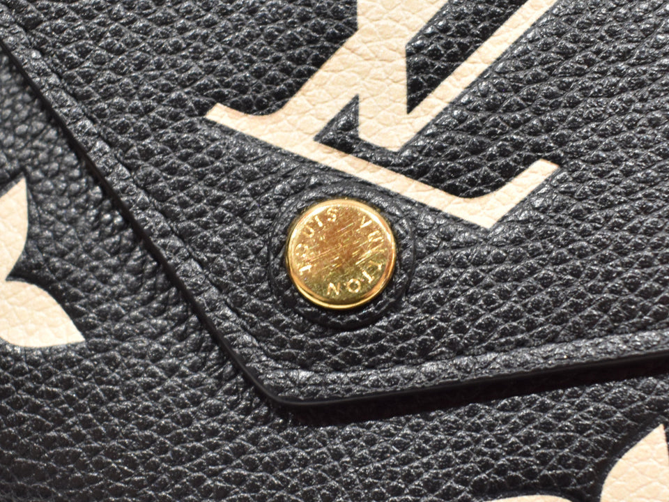 Louis Vuitton Portefeuille Victorine M80968 Folding wallet Monogram Implant leather Black x Beige
