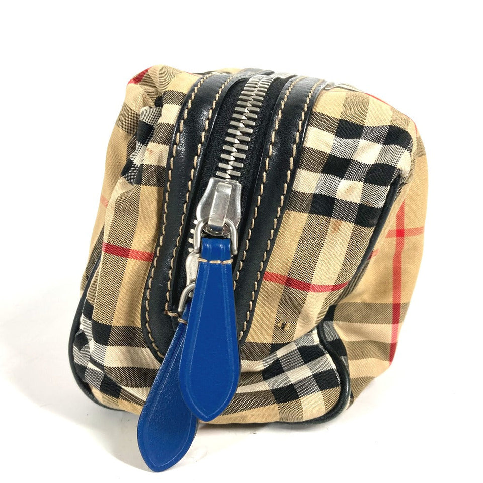 Burberry business bag Leather / canvas beige Pouch check mens