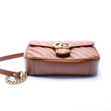 Gucci 446744 Marmont Diagonal Leather Shoulder Mini Flap Bag