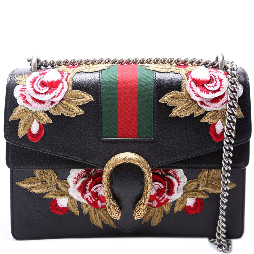 Gucci Dionysus Leather Floral Embroidered Shoulder Medium Bag