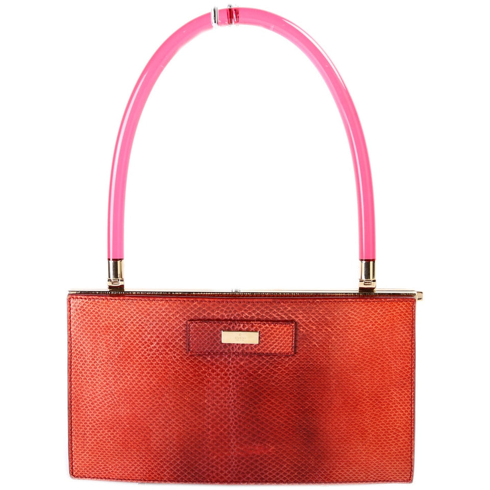 Gucci Tom Ford Lucite Top Handle Lizard Bag