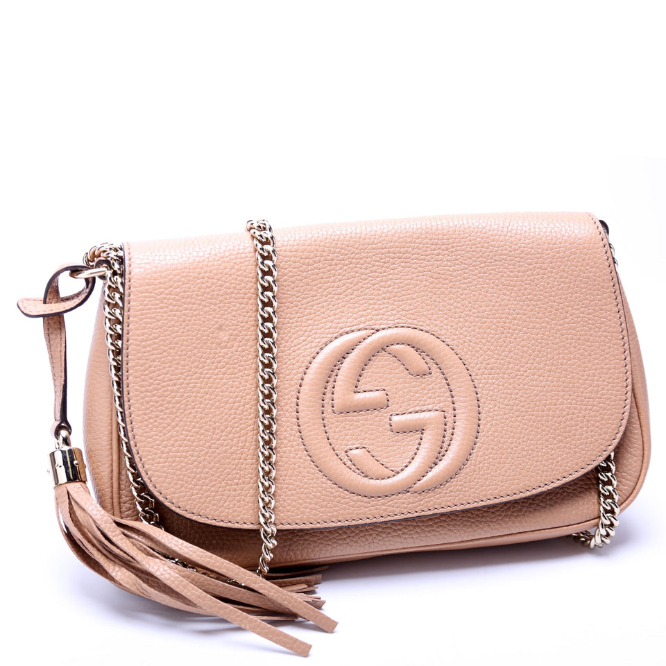 Gucci Soho Chain Tassel Flap Beige 536224 Bag