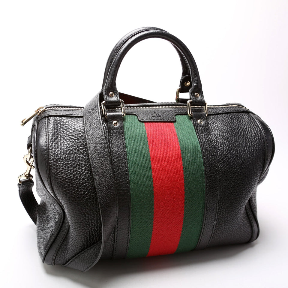 Gucci 247205 Boston Web Leather Bag