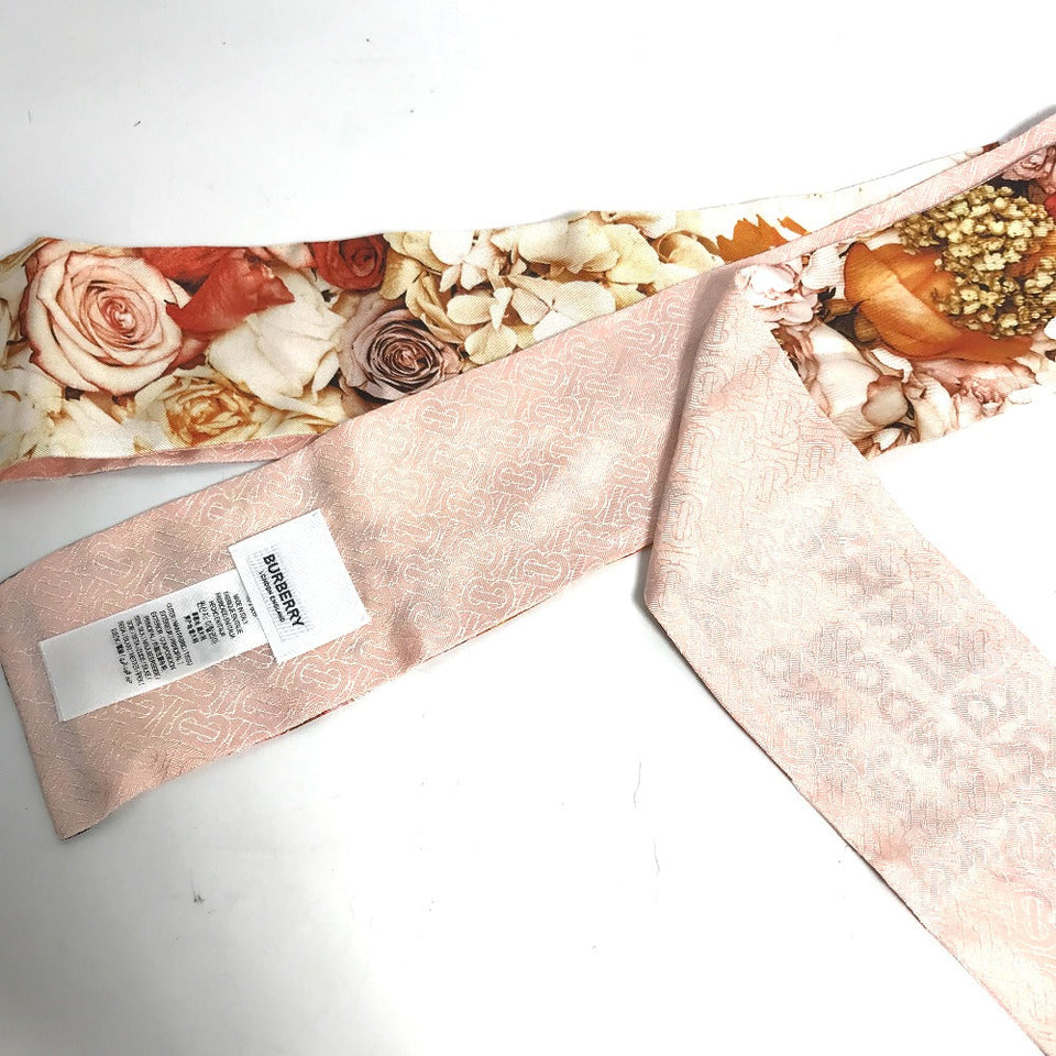 Burberry scarf 8021938 silk pink Floral Print Silk Skinny Scarf Women