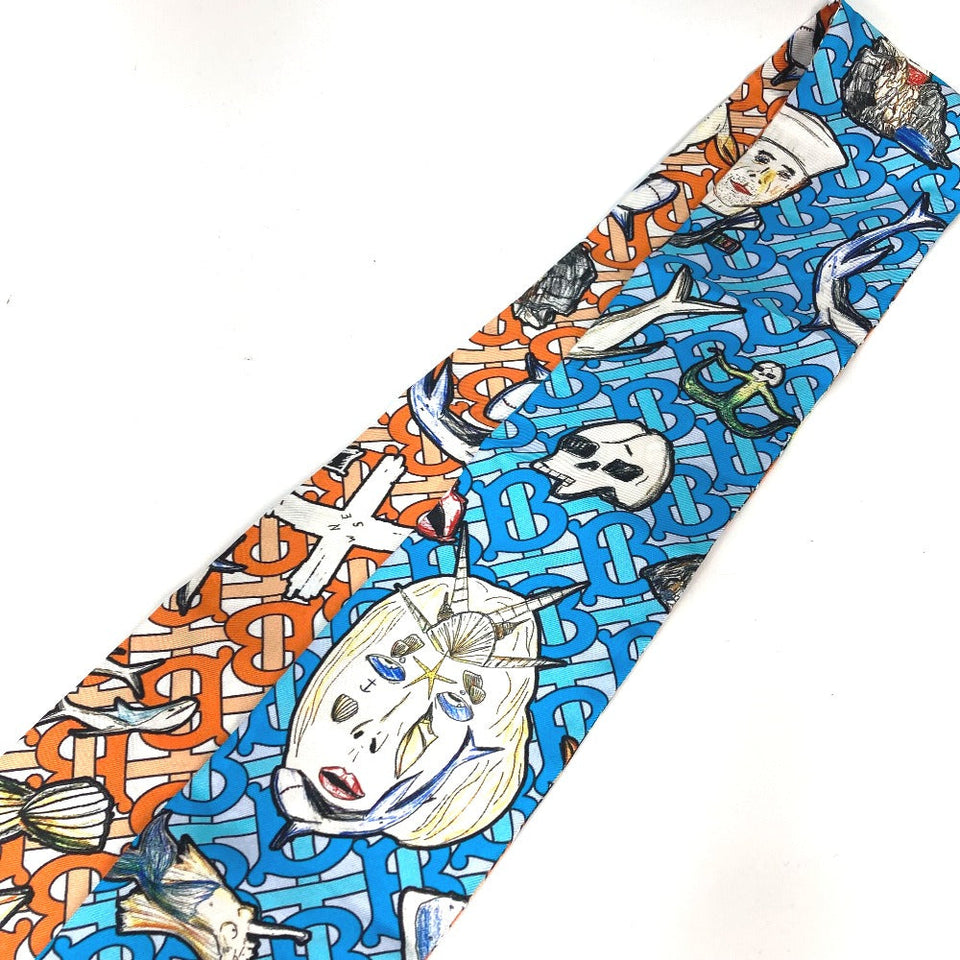 Burberry scarf 8040559 silk Orange TB logo skinny scarf Women