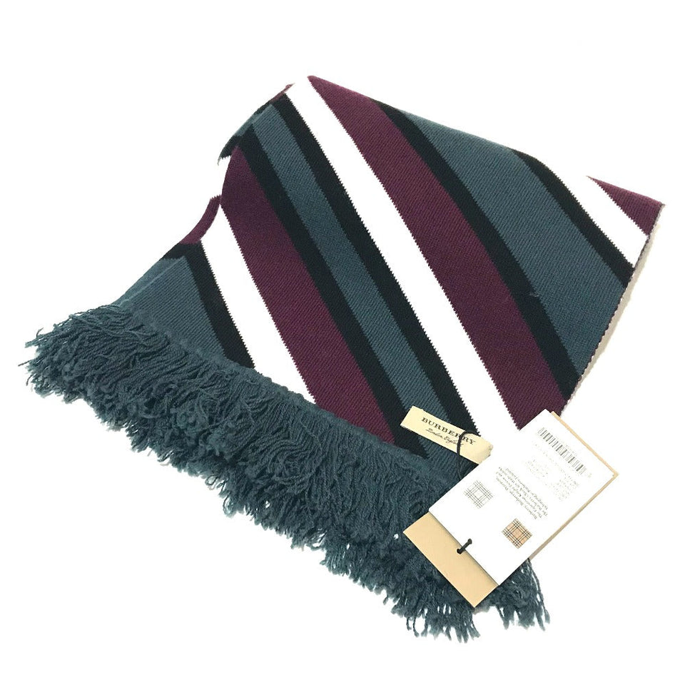 Burberry Scarf 4075353 Wool / cashmere Green typex multicolor stripe Tri-tone Striped