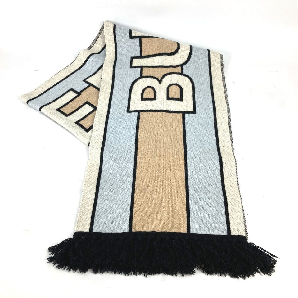 Burberry Scarf 8021740 cashmere beige border logo Women