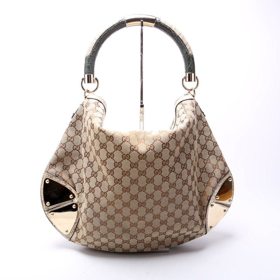 Gucci GG Canvas Crest Patchwork Indy Top Handle Hobo 177088 Bag