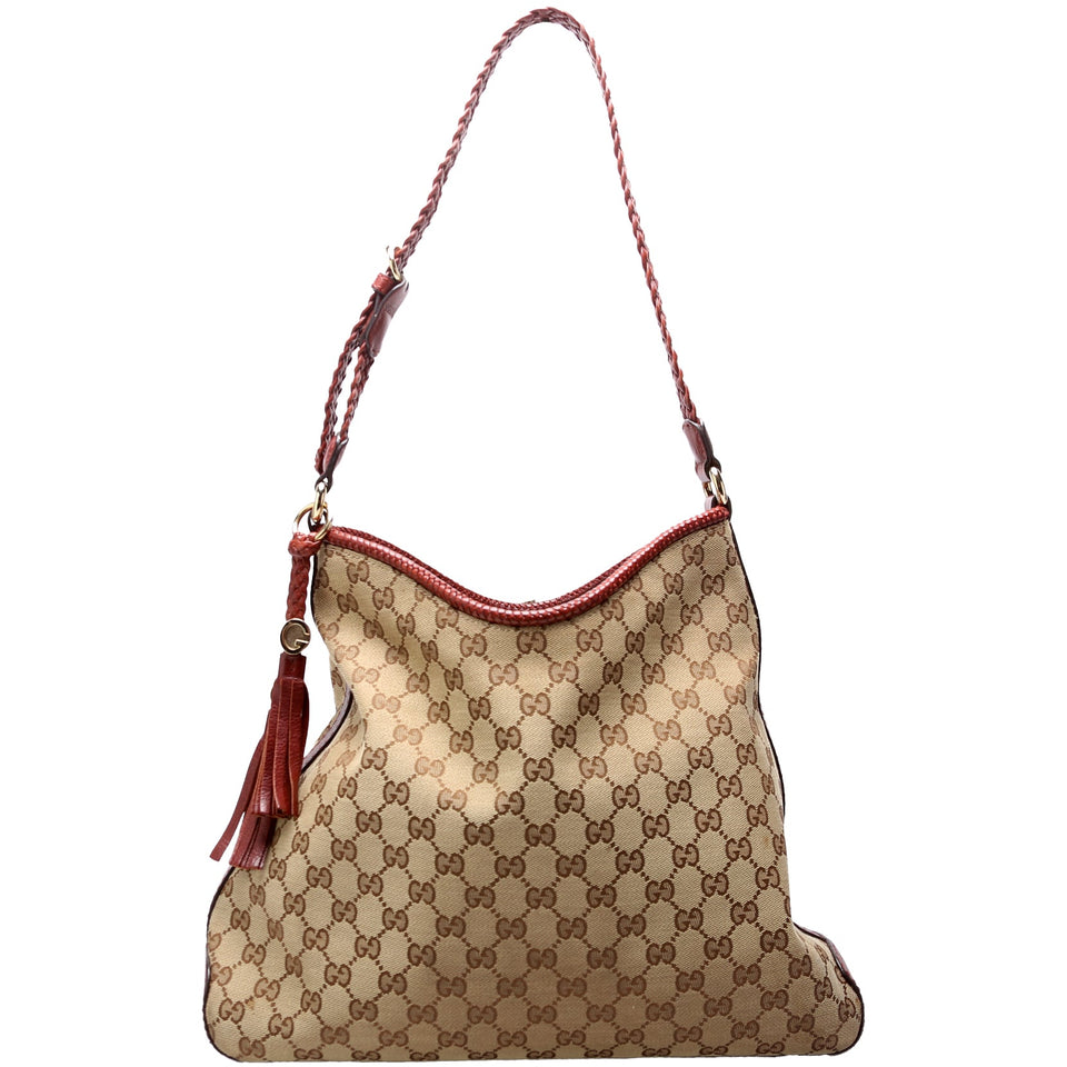 Gucci 257026 GG Canvas Marrakech Hobo Medium Bag