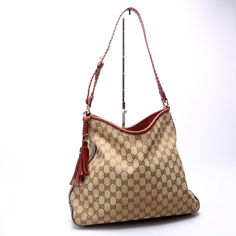 Gucci 257026 GG Canvas Marrakech Hobo Medium Bag
