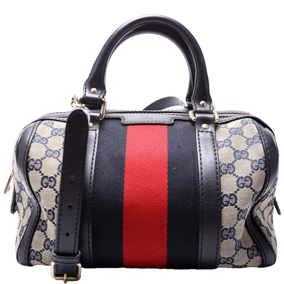 Gucci 269876 GG Canvas Web Small Boston Bag