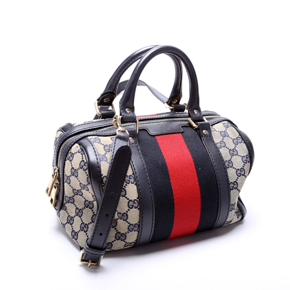Gucci 269876 GG Canvas Web Small Boston Bag