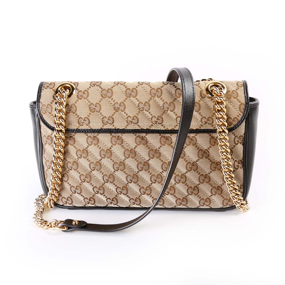 Gucci 443497 Marmont Shoulder Quilted Canvas Small Flap Bag