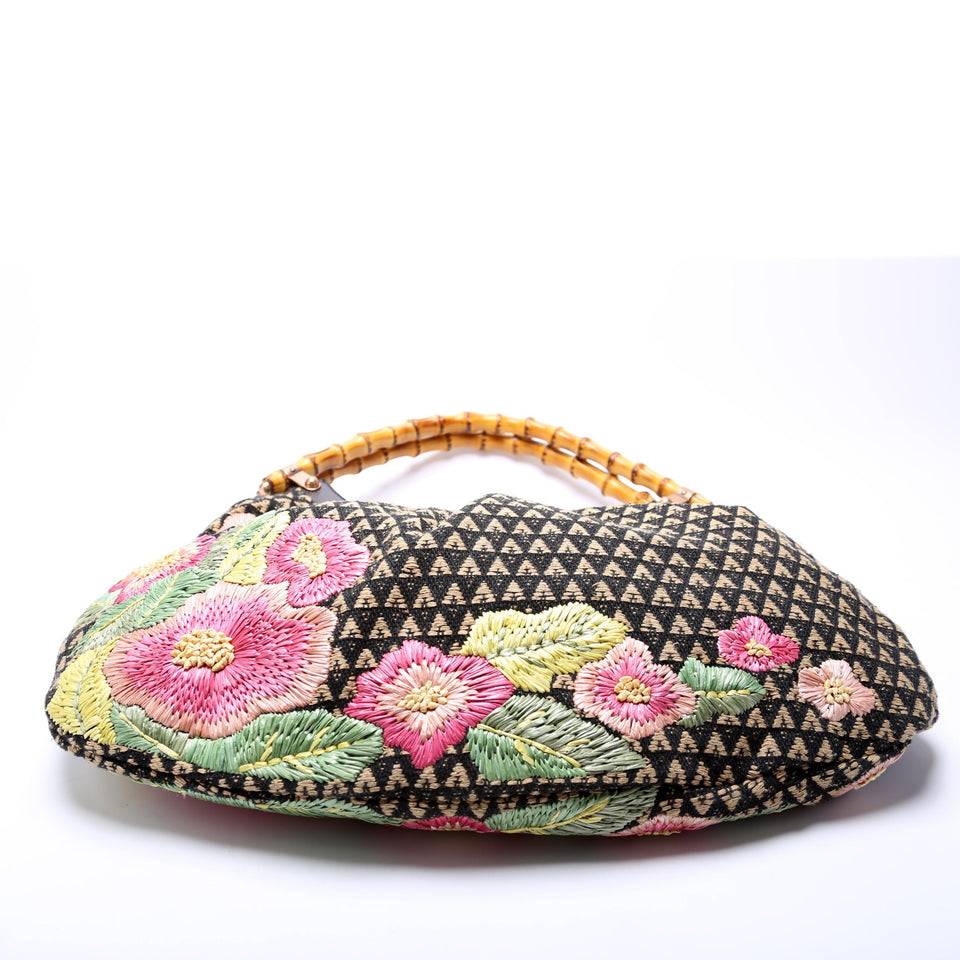 Gucci 125584 Bamboo Raffia Bag
