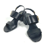 Burberry Sandals 8069452 leather black heel shoes TB logo 38