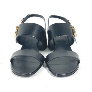 Burberry Sandals 8069452 leather black heel shoes TB logo 38