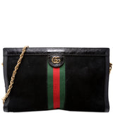 Gucci 503876 Ophidia Suede Shoulder Web Medium Bag