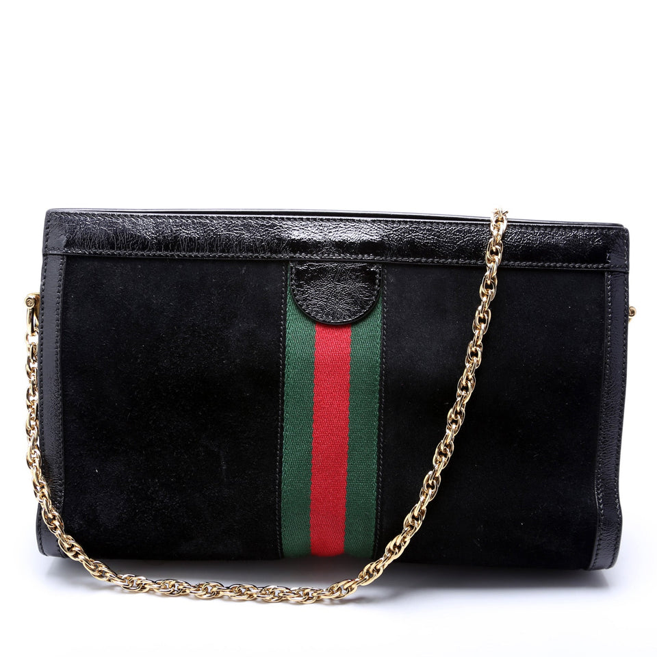 Gucci 503876 Ophidia Suede Shoulder Web Medium Bag