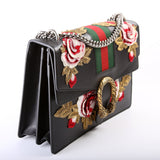 Gucci 403348 Dionysus Leather Floral Embroidered Shoulder Medium Bag