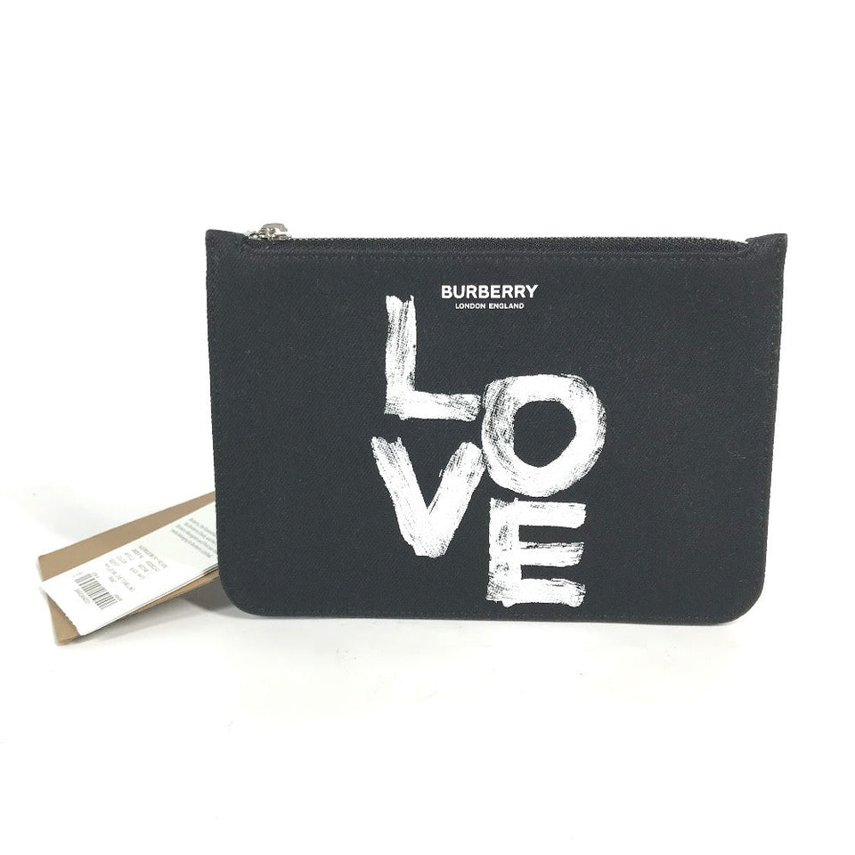 Burberry Pouch 8037549 canvas black logo LOVE Women