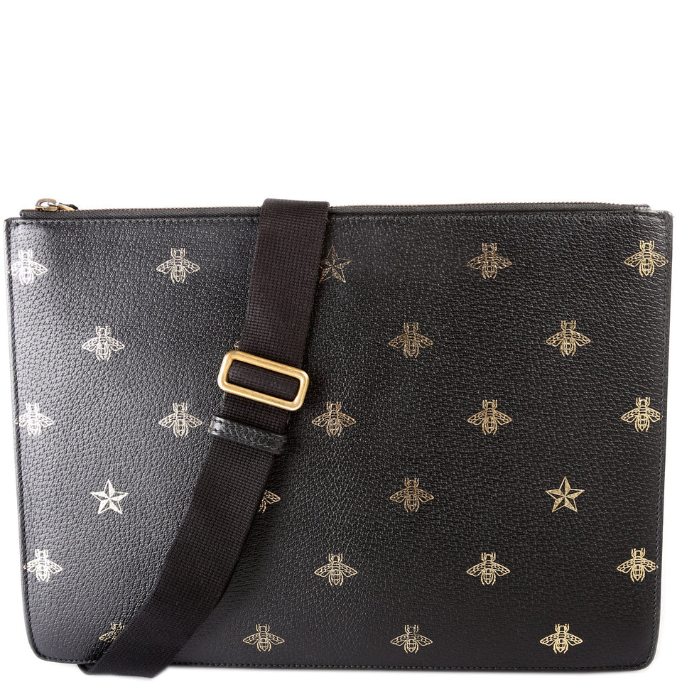 Gucci 450976 Bee Star Leather Messenger Bag