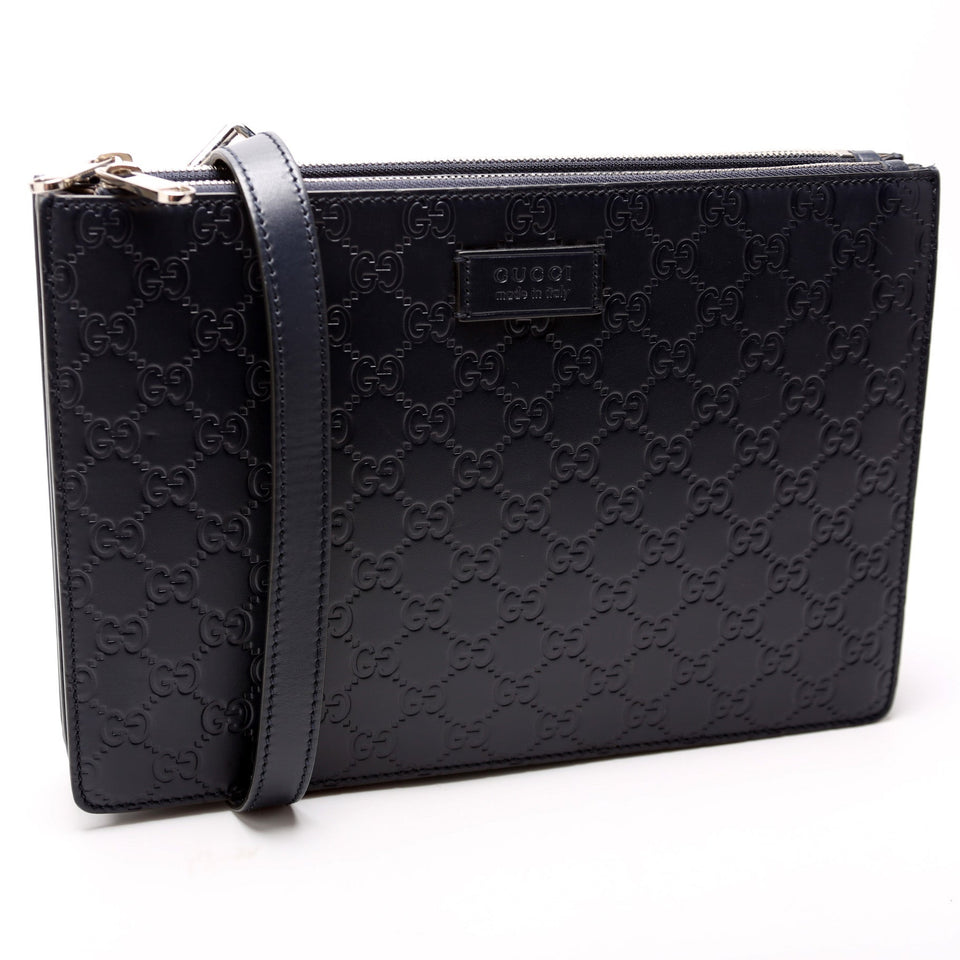 Gucci 450953 GG Leather Double Zip Messenger Bag