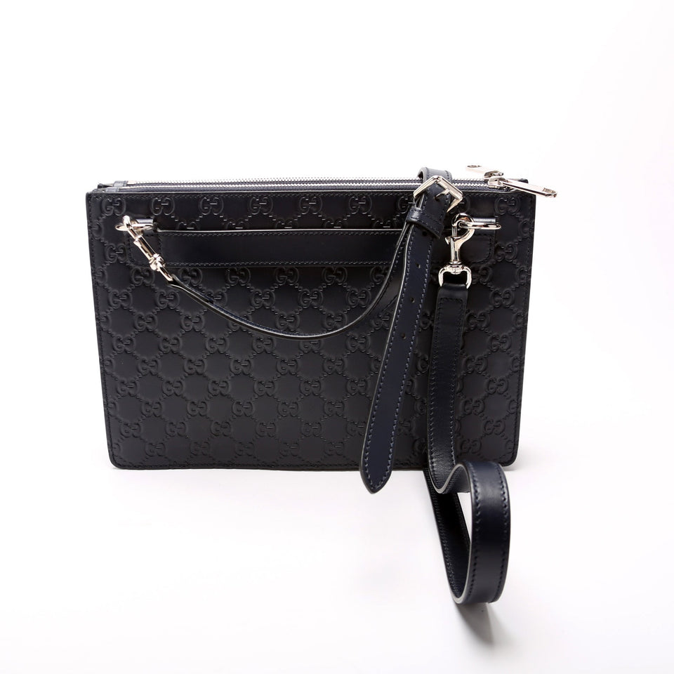 Gucci 450953 GG Leather Double Zip Messenger Bag