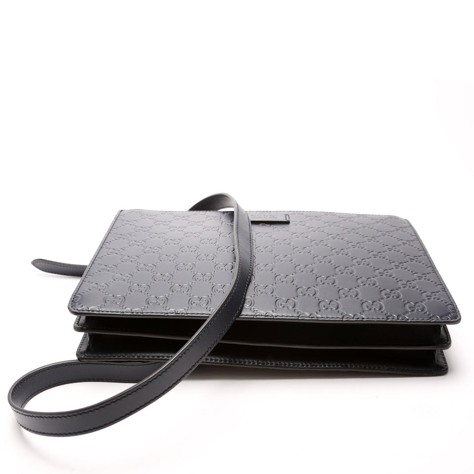 Gucci 450953 GG Leather Double Zip Messenger Bag