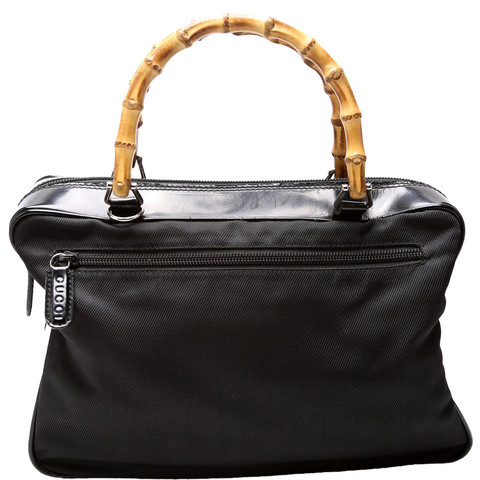 Gucci 000.2040 Nylon/Patent Bamboo Handle Vintage Bag