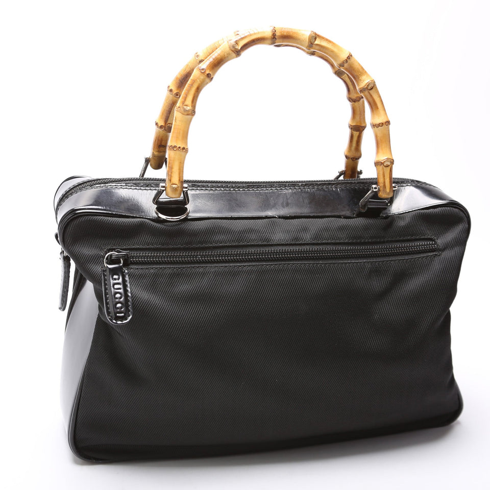 Gucci 000.2040 Nylon/Patent Bamboo Handle Vintage Bag