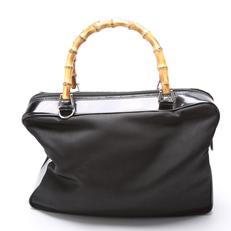 Gucci 000.2040 Nylon/Patent Bamboo Handle Vintage Bag