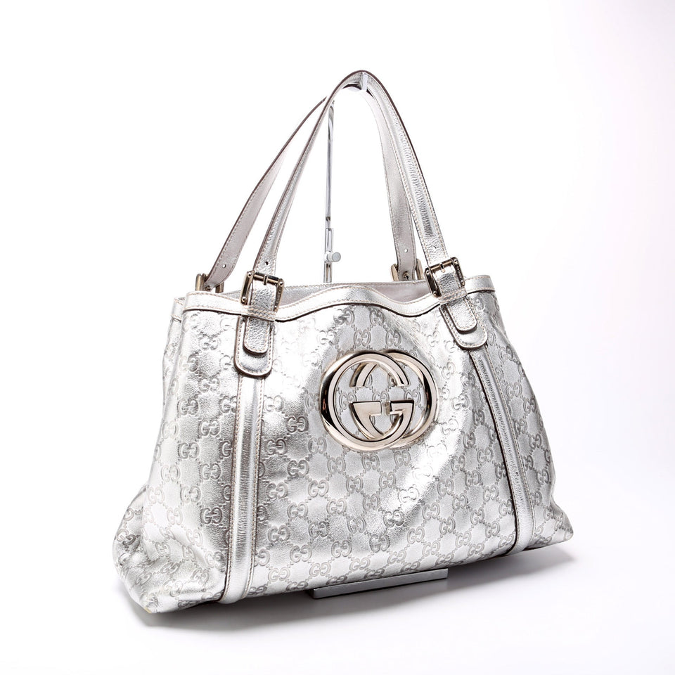 Gucci 162094 G Leather Britt Medium Tote Bag