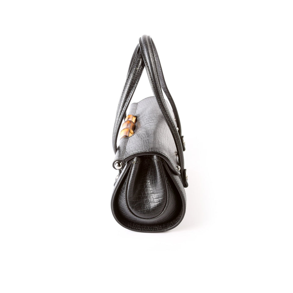 Gucci 114991 GG Canvas Bamboo Bullet Bag
