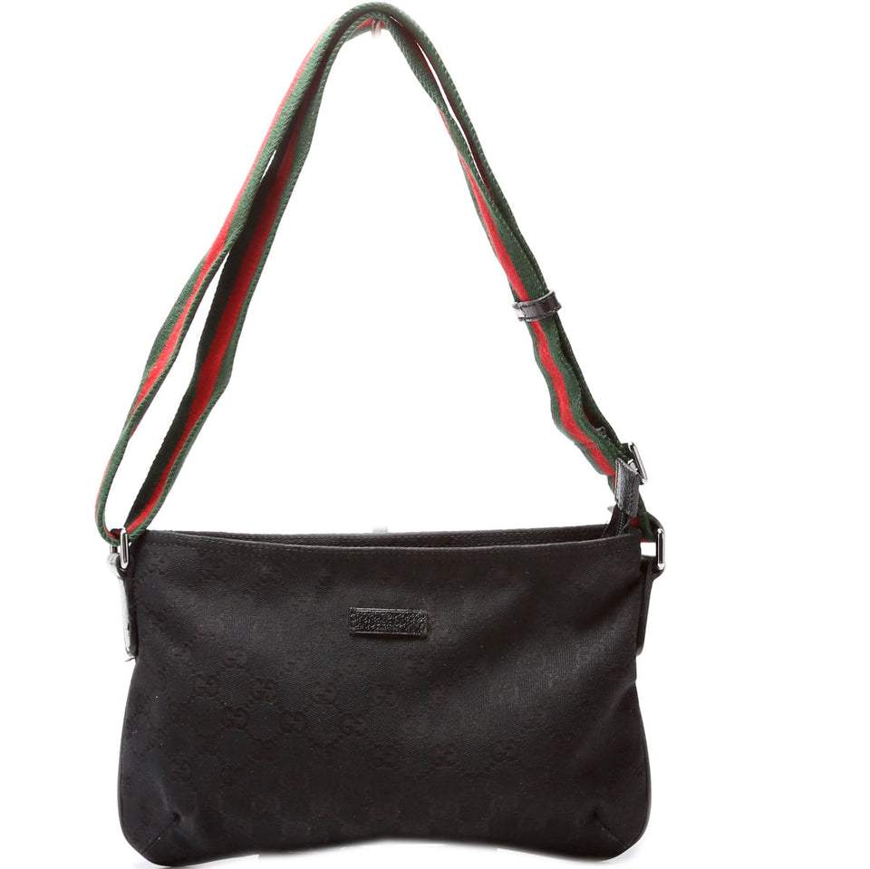 Gucci 189749 GG Canvas Shelly Web Shoulder Bag