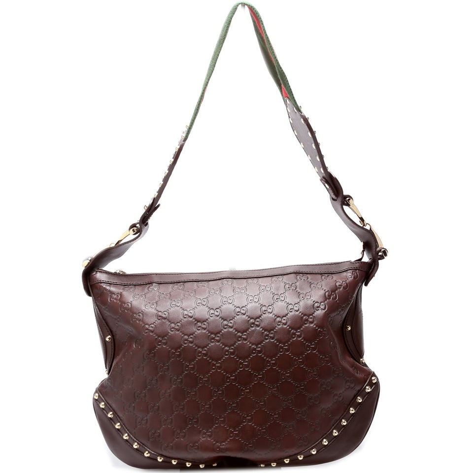 Gucci 153691 Leather Studded Pelham Hobo Bag