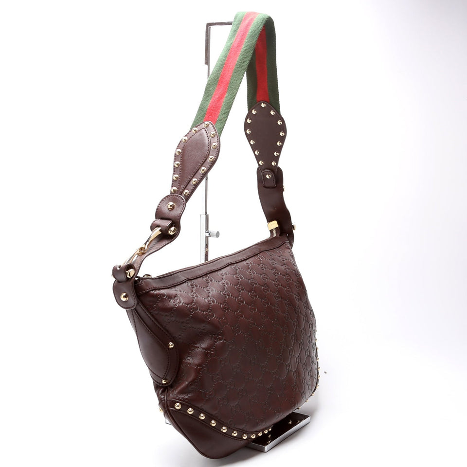 Gucci 153691 Leather Studded Pelham Hobo Bag