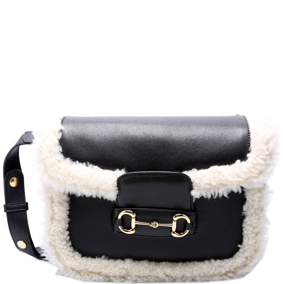 Gucci 602204 Horsebit 1955 Shearling/Leather Shoulder Bag