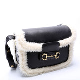 Gucci 602204 Horsebit 1955 Shearling/Leather Shoulder Bag