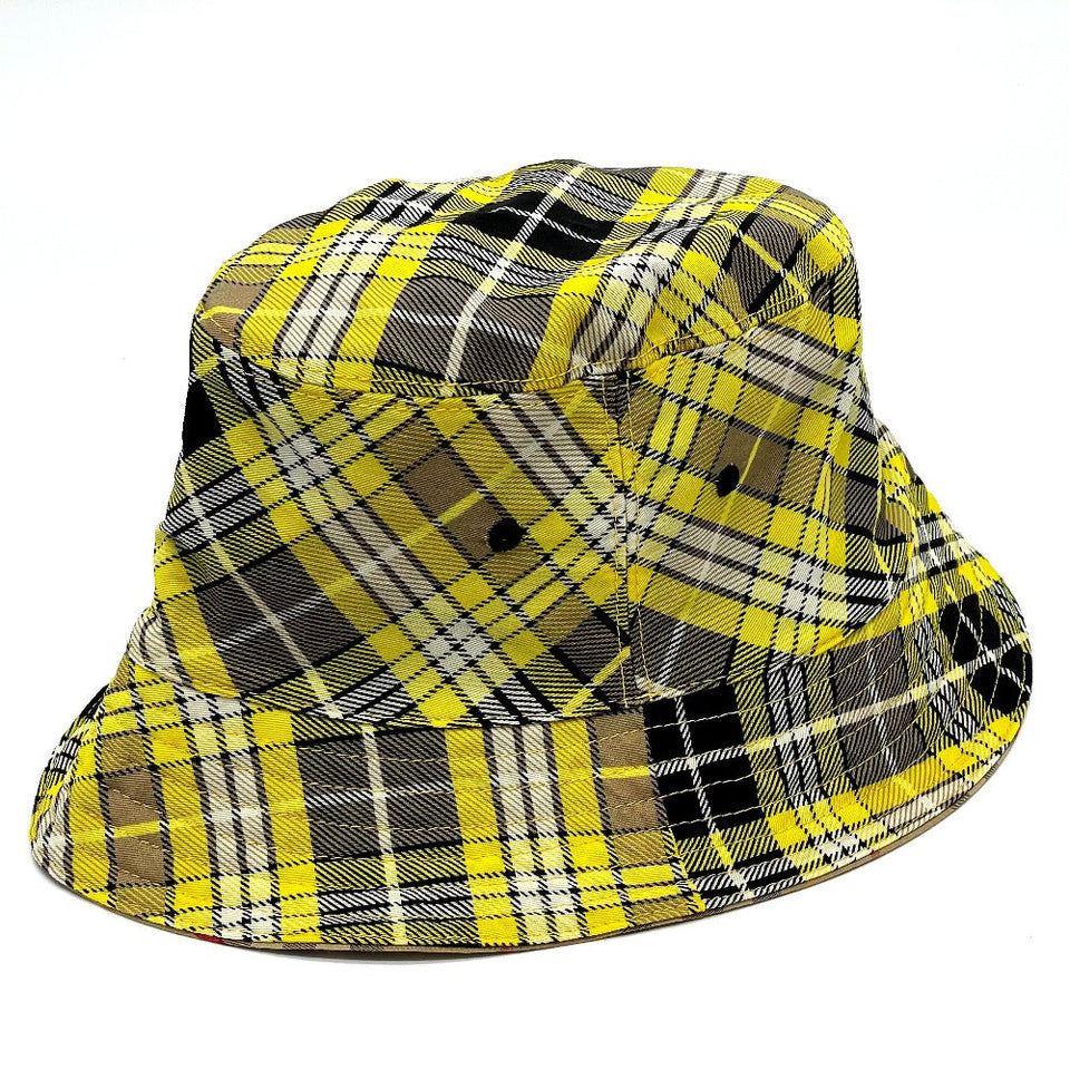 Burberry hat 8036994 wool Yellow x brown Vintage check reversible unisex(Unisex) M