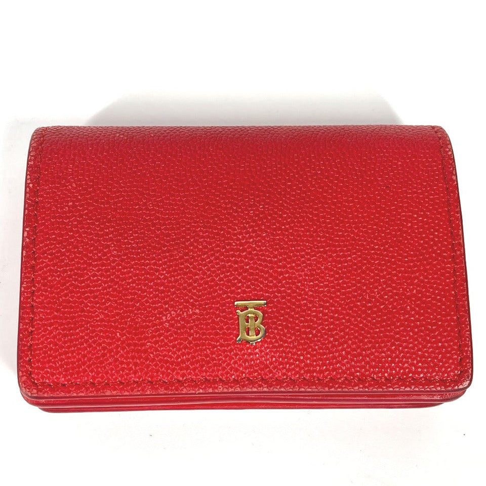 Burberry Folded wallet leather Red TB Women